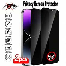 ZYONS 2片装隐私屏幕保护膜，保护隐私，钢化玻璃屏幕保护膜贴纸，全覆盖，防刮防震，易于安装，兼容 17 Pro Max/17 Air/16E/16 Pro Max/16 Pro/16 Plus/16/15 Pro Max/14 Pro Max/13 Mini/12/11/XS Max/XR/8+/7 Plus系列 - 黑色 - 查看 16