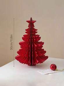 1 zestaw sztucznych choinek, mała choinka z papieru w kształcie plastra miodu, świąteczna dekoracja origami, prezent świąteczny, dekoracja na przyjęcie bożonarodzeniowe, wystrój domu, centralny element stołu jadalnego - Wielokolorowe - Zobacz 3