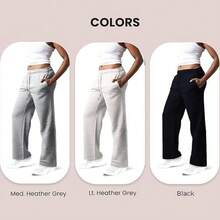 3 Pack Women's Wide Leg Sweatpants Workout And Yoga (Plus Sizes Available) ZQZF - Hitam / Abu-abu Muda / Abu-abu Sedang - View 6