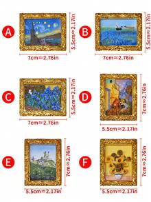 1 قطعة لوحة منظر طبيعي مغناطيسية إبداعية، ملصق مغناطيسي منزلي ثلاثي الأبعاد، إطار لوحة زيتية مغناطيسية للديكور - متعدد الألوان - مشاهدة 10