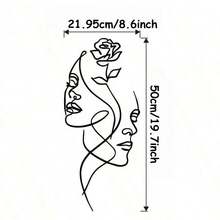 3 Sizes Available! Metal Minimalist Abstract Female Wall Decor, Line Art Wall Decoration, Female Home Hanging Ornament, Suitable For Bathroom And Living Room - Black - View 12