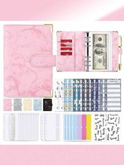 A6 Budget Binder with Zipper and Cash Envelopes, Monthly Budget, Remind, Budget Sheet, Category Stickers, Money Organizer for Cash and Card for Home Office School