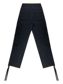 女士休闲黑色工装裤 Y2K 水洗多口袋弹力宽松阔腿裤性感街头风宽松裤，2026 夏季春季款 - 黑色 - 查看 8