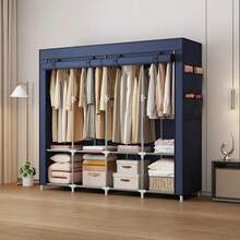 HOUSHELIF 1pc Rental Party Delight! Trending Fabric Wardrobe, Large Size For Hanging And Folding, Steel Pipe Reinforcement For Extra Stability, Low-Cost Bedroom Storage Upgrade, Absolutely Amazing, Portable Closets - Multicolor - View 14