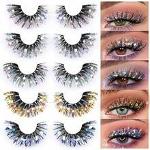GSYY Glitter Cod False Eyelashes Wiy 5 Pairs Draic Cat Eye Festival Lashes Pack 5 Sty For Evening Paes E S And Costume Even Adds Glamour And Volume To A - lông mi mềm mại - Xem 1