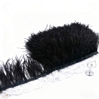 1M 8-10cm Sztuczna wstążka z czarnych piór strusia do szycia, ręcznie robione pióropusze, lamówka, ślub, nowy rok, dekoracje karnawałowe, dom