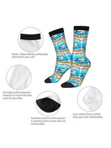 1 Pair This Girl Loves Pelicans 4 For Men & Women 3D Digital Printed Athletic Socks, All Season Comfort For Fitness, Sports Travel & Casual Attire Matching Couple Gift For Birthdays, Weddings - màu đen - Xem 6