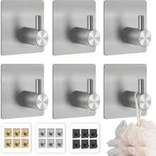 6 Ganchos de Bao en Acero Inoxidable 304, Ganchos Adhesivos para Organizacin, Accesorios para Cocina, Bao u Oficina. Plateado - Plateado - Ver 2