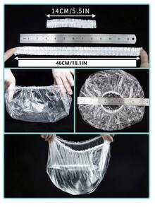 100pcs Disposable Thick Shower Cap, Waterproof Dust-Proof Salon Hair Dye Cap, Extra Large Rectangular Shower Cap - Clear - View 4