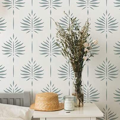 STENCILIT Fern Wall Stencil For Painting 2 Pack Of 17 X 22.5 In Stencil Wall Stencils For Painting Large Pattern Modern Large Wall Stencils Ideal For Living Room Wall Art Bedroom Accent Walls And Home Decor Projects With Easy Cleanup And Reusable Design