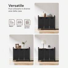 2025-Mobile con 3 Cestini Estraibili e Ripiano in MDF Salvaspazio Multiuso 114L, Furniture, Storage Solutions, Home Organization, Space Saving, Multifunctional, Space Saving Storage Furniture, Multifunctional Organizer with Drawers - Predefinito - Visualizzare 8