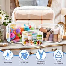 GSYY Clear Makeup Bags Plastic Cosmetic Bag TAS Tetry Bag For Travelling PVC Clear Pouch Organizer Bag For Wen 4 Wh Multisize - 白色 - 查看 4