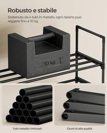 SONGMICS Scarpiera a 3 Ripiani, Scaffale Portascarpe, Organizzatore in Metallo, per 3-6 Paia di Scarpe, Impilabile, Corridoio, Soggiorno, Camera da Letto, 30 x 42,5 x 54,5 cm, Nero - nero - Visualizzare 4