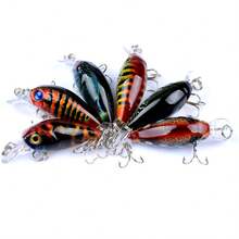 1/6 Stücke Mini Bionic Crank Bait, geeignet für Süß- und Salzwasserfischen, Köder / Ausgestattet mit Drilling-Haken / Premium Schwimmender Köderfisch-Set / Realistische Oberflächenköder / Hilft Ihnen, erfolgreiche Fänge zu erzielen