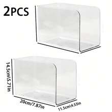 2pcs Transparent Multi-Compartment Desktop Bookshelf Storage Box, Transparent File Rack, Acrylic Desktop Bookshelf, Office Organization Supplies. Made Of Acrylic Material, Clear And Organized, Suitable For Storing Documents And Stationery At Home Or In The Office. Ideal For Students And Office Workers, It Belongs To The Category Of Office Storage Products. - 透明 - 查看 4