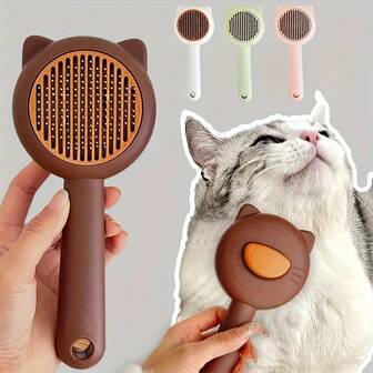 1pc Cat Bath & Massage Brush - Soft PP Material, Self-Cleaning Pet Grooming Comb For Shedding, Gentle On Cats, Pink & Green, Perfect For Bathing And Hair Removal, Cat Grooming