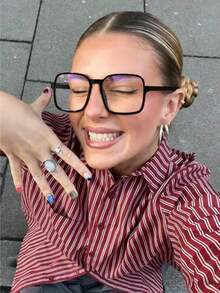 1pc Plastic Geometric Superior Quality All-Match Never Outdated Women Clear Glasses For Daily Life Reading Street-Photography Going Out Outfit Watch TV Holiday Gift Accessories