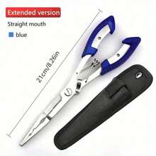 1pc Blue Premium Stainless Steel Fishing Pliers - Multifunctional Hook Remover, Line Cutter & Ring Opener