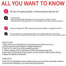 PinkSings Cepillo alisador de pelo inalámbrico con pantalla LCD temperatura ajustable, cepillo alisador portátil mini para viajes, peine caliente con iones negativos para el peinado de mujeres, anti quemaduras, revestimiento cerámico