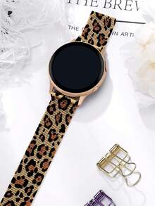 1条18mm/20mm/22mm男女通用时尚不锈钢表带，兼容三星手表表带，适用于三星Galaxy Watch 4/4 Classic 3 41mm 5/5Pro，也适用于GT/2/2e/Pro/3/3Pro智能手表表带配件 - 豹紋 - 查看 8