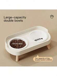 双层宠物喂食器，猫狗二合一喂食碗，塑料/不锈钢/陶瓷材质可选，颈部保护防噎食碗，适用于小型/中型犬猫 - 彩色 - 查看 10