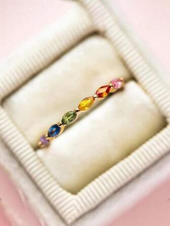 1pc S925 Sterling Silver Versatile Ins-Style Rainbow Horse Eye Elegant Ring, Suitable For Women's Daily Wear, Holiday & Party Gift, Jewelry