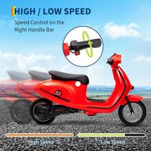 Ciclomotor eléctrico infantil, 24V 350W, velocidad máxima de 22,5 km/h, con freno trasero, acelerador de puño giratorio y luz LED. Ideal para niños y adolescentes de 8 a 12 años. - Rojo - Ver 4
