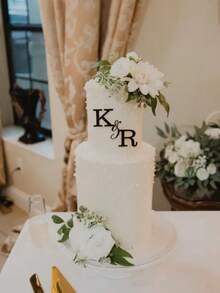 Monogram Cake Topper Acrylic Letter Cake Charm Flat Lay Cake Topper Wedding Acrylic Cake Topper Initials Personalized Wedding Cake Topper