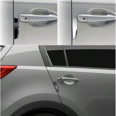 4Pcs High Glossy Slim Door Edge Guards Bumper Protector Trim Guard Sticker Molding For Motors Auto Vehicle (Metalli...