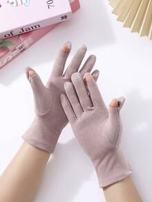 1 Pair High Elastic Fleece Flip-Top Outdoor Cycling Gloves+Winter Gear+Gloves Bear+Christmas