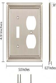 Henne Bery Sunken Pearls Heavy Duty Decorative Wall Plate Switch Plate Outlet Cover (Double Toggle, Antique Brass) - ColorV - View 3