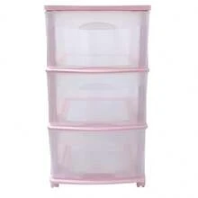 Cajonera de almacenamiento, ideal para dormitorio, oficina, cocina, baño, lavandería, Organizador con 3 cajones transparentes, cajonera de color rosa - Rosa Pálido - Ver 8