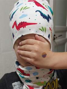 2PCS/Set Baby Beanie Hat And Scarf Set,Cartoon Dinosaur Christmas Tree Warm Cap And Neck Mufflers For 9 Months To 3 Years Old Toddler Boys And Girls Put On Autumn Winter Spring