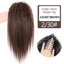 Synthetic Claw Clip In Ponytail Hair Extensions 16inch Long Straight Claw Clip Ponytail For Women Hair Extension Hairpiece Fluffy Hair Root - Multicolor - View 12