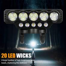 1PC 20LED Solar Cycling Safety Front Lamp Power Display High Brightness Bike Flashlight Highlight Bike Front Light For Night Riding