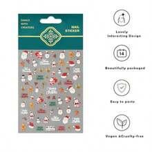 Christmas Nail Stickers - 5D Self-Adhesive Designs With Christmas Trees Snowflakes Snowmen Reindeer Santa Hats Nail Art Stickers Decorations For Women Girls 4PCS