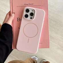 Luxury Glossy Fluorescent Liquid Silicone Phone Case, Compatible With IPhone 17 Air, 16, 15, 14, 13, 12, 17 Pro Max Plus, With Magnetic Soft Cover - 粉色 - 查看 10