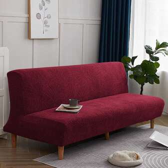 1pc Classic Solid Color Jacquard Floral Sofa Cover, Bohemian Style Solid Color Sofa Slipcover, Pet Scratch Resistant Sofa Cover, Suitable For Straight Armless Sofa, All Season Use, Suitable For Home, Hotel, Party, Cafe, Restaurant Decor