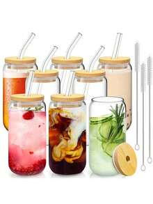 1/6pcs Set Premium Elegant Bamboo Lid With Straw Coffee/Tea Cup, High-End Bamboo Lid With Straw Milk Tea Cup, Milk Tea Bamboo Lid Straw Cup, Heat & Cold Resistant, Minimalist Style Office Mug