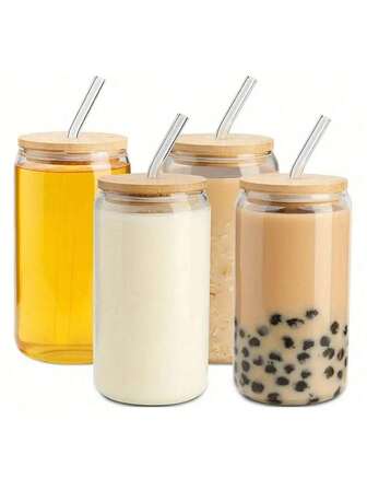 1/6-delars set med premium elegant bambulock med sugrör och kaffe-/tekopp, exklusiv bambulock med sugrör och mjölktekopp, sugrörsmugg med bambulock och mjölkte, värme- och kyltålig, minimalistisk kontorsmugg