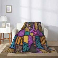 Nightmare Before Christmas All Seasons Throw Blanket, Digital Printing, Comfortable Flannel For Bed, Sofa, Office, Travel - Machine Washable, Perfect Gift, Cozy Soft Flannel Blanket & Suitable For Birthday Anniversaries, Valentine's Day, Thanksgiving, Christmas, Halloween, Wedding, New Year Gifts Provide Personalized Ideal Gifts For Her, Him, Family Members, Boyfriends, Girlfriends, Fathers, Family Members, Mothers, Lovers, Daughters, Sons, Grandfathers, Grandmothers, Friends, Classmates And Pets. Sofa, Bed, Car, Bedroom, Living Room, Office, Outdoor Camping, Beach, Wall Decoration, Bedroom Decor,  Halloween Blanket, Fall Decor, Fall Decorations For Home, Christmas Party Theme Blanket, Christmas Decor, Office Decoration - Picture Color - View 1