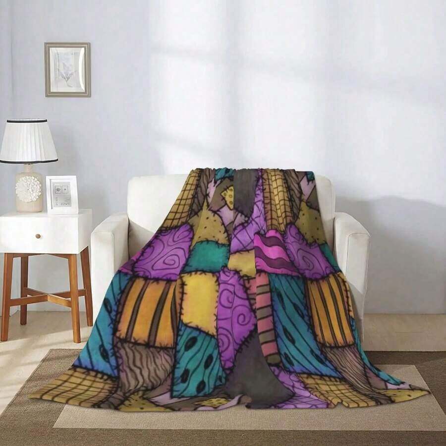 Nightmare Before Christmas All Seasons Throw Blanket, Digital Printing, Comfortable Flannel For Bed, Sofa, Office, Travel - Machine Washable, Perfect Gift, Cozy Soft Flannel Blanket & Suitable For Birthday Anniversaries, Valentine's Day, Thanksgiving, Christmas, Halloween, Wedding, New Year Gifts Provide Personalized Ideal Gifts For Her, Him, Family Members, Boyfriends, Girlfriends, Fathers, Family Members, Mothers, Lovers, Daughters, Sons, Grandfathers, Grandmothers, Friends, Classmates And Pets. Sofa, Bed, Car, Bedroom, Living Room, Office, Outdoor Camping, Beach, Wall Decoration, Bedroom Decor,  Halloween Blanket, Fall Decor, Fall Decorations For Home, Christmas Party Theme Blanket, Christmas Decor, Office Decoration - Picture Color - View 1