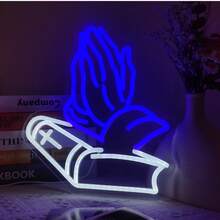 1 Stück Neon-Kreuz-Dekorationslicht, USB-betrieben, geeignet für Feiertage, Weihnachten, Zimmer, Schlafzimmer, Bar, Café, Männerhöhle, Kirchendekoration - polychromatisches Licht - Übersicht 10