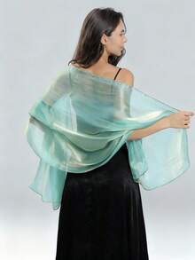 1pc Women's Silky Shawls And Scarves, Suitable For Evening Gowns, Lightweight And Soft, Perfect For Bridesmaids, Weddings, Formal Parties, Etc., Organza Shawls.