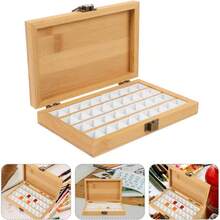 Watercolor Paint Palette 36 Empty Half Pans 4x6 Inch Wooden Travel Box Case Acrylic Gouache Painting Amateur Hobbyists Painting Artists Lovers Back To School Supplies - 如圖所示 - 查看 5