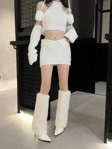Women Mid-Calf Boots - White - View 3