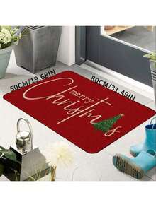 Christmas Gingerbread Man Pattern Kitchen Mat Set, Anti-Fatigue Anti-Slip Flannel Carpet, Suitable For Sink, Bedroom, Living Room, Dining Room, Easy To Clean, Stain Resistant, Made Of Polyester, Machine Washable - Multicolor - View 10