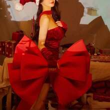 DIY大红蝴蝶结装饰品，适用于生日、婚礼、派对和节日装饰，是家居装饰、生日、毕业典礼和圣诞节装饰的最佳礼物，也是圣诞节和冬季房间装饰的理想之选。时尚网红风格。包含视频教程，触感柔软，加厚材质。即使是新手也能轻松完成。