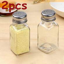 2个/8个玻璃调味瓶，胡椒粉瓶，盐调味品储物罐，家居厨房用品 - 透明色 - 查看 11