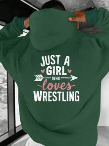 Sudadera con capucha de talla para hombres - JUST A GIRL WHO LOVES WRESTLING, suéter con patrón, ropa de fan de lucha libre verde oscuro, ajuste holgado con impresión en la espalda, camiseta de lucha libre lavable aáquina JPH-9, ropa para entusiastas del deporte, ropa llamativa y audaz, suéter cómodo, talla - Negro - Ver 10